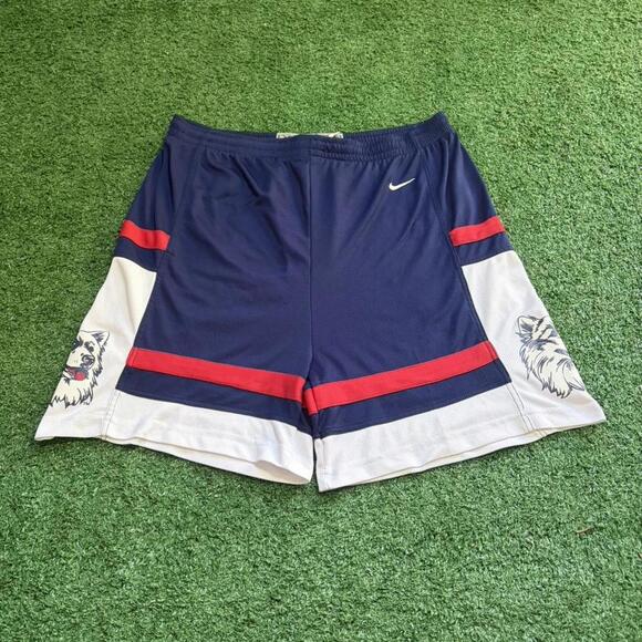 Vintage Y2K Nike Elite Team Basketball Shorts UConn Huskies XL Blue Red NCAA